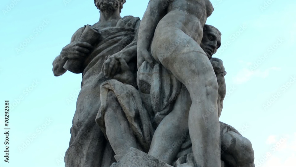 statue (two men and one woman:naked) - blue sky statue (two men and one woman:naked) - blue sky