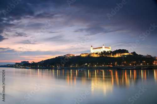 View of the Bratislava castle over the river Danube, Slovakia. © milangonda