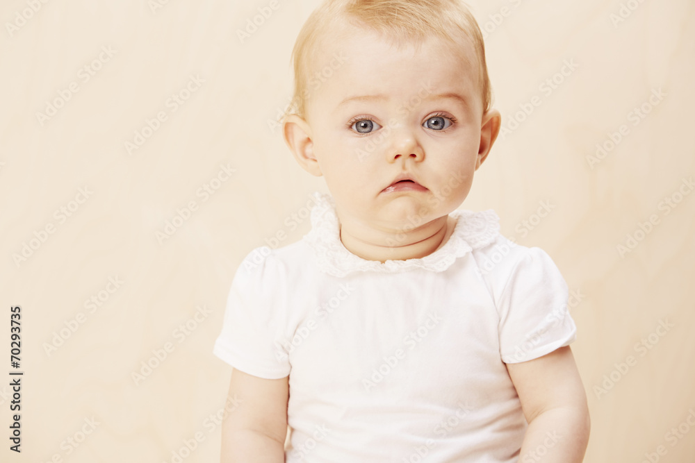 Baby girl portrait, studio shot. Baby girl portrait, studio shot.
