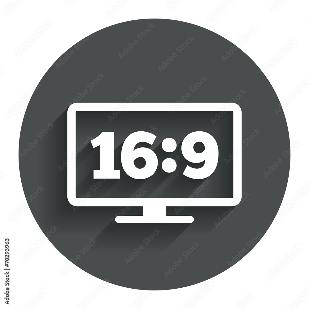 Aspect ratio 16:9 widescreen tv. Monitor symbol. Aspect ratio 16:9 widescreen tv. Monitor symbol.