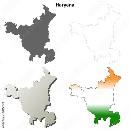 Haryana blank detailed outline map set