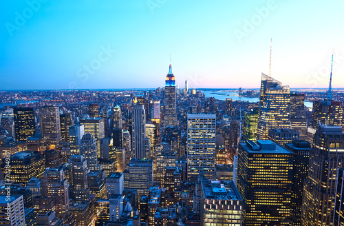 Cityscape view of Manhattan with Empire State Building at night