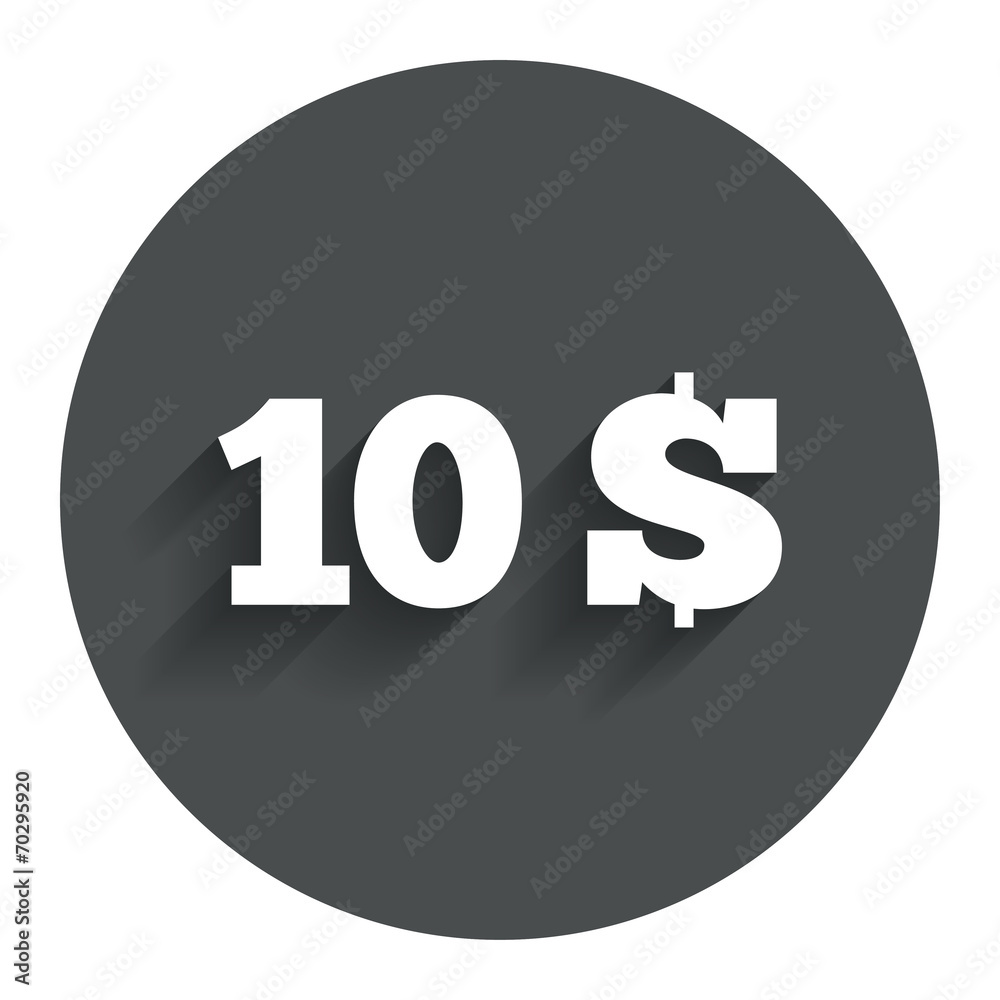 10 Dollars sign icon. USD currency symbol. 10 Dollars sign icon. USD currency symbol.