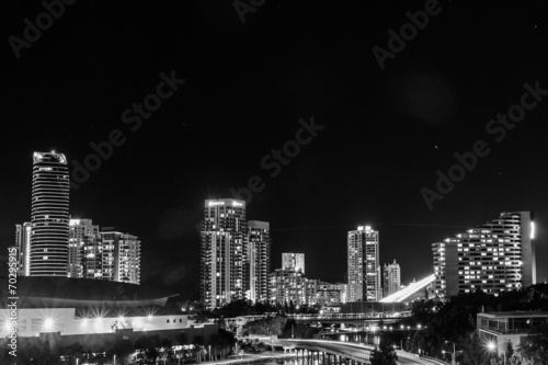 Gold Coast City By Night In BW © k009034