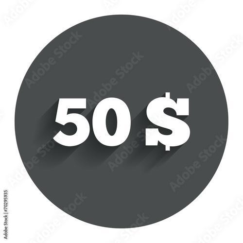 50 Dollars sign icon. USD currency symbol.
