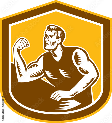 Arm Wrestling Champion Woodcut Shield