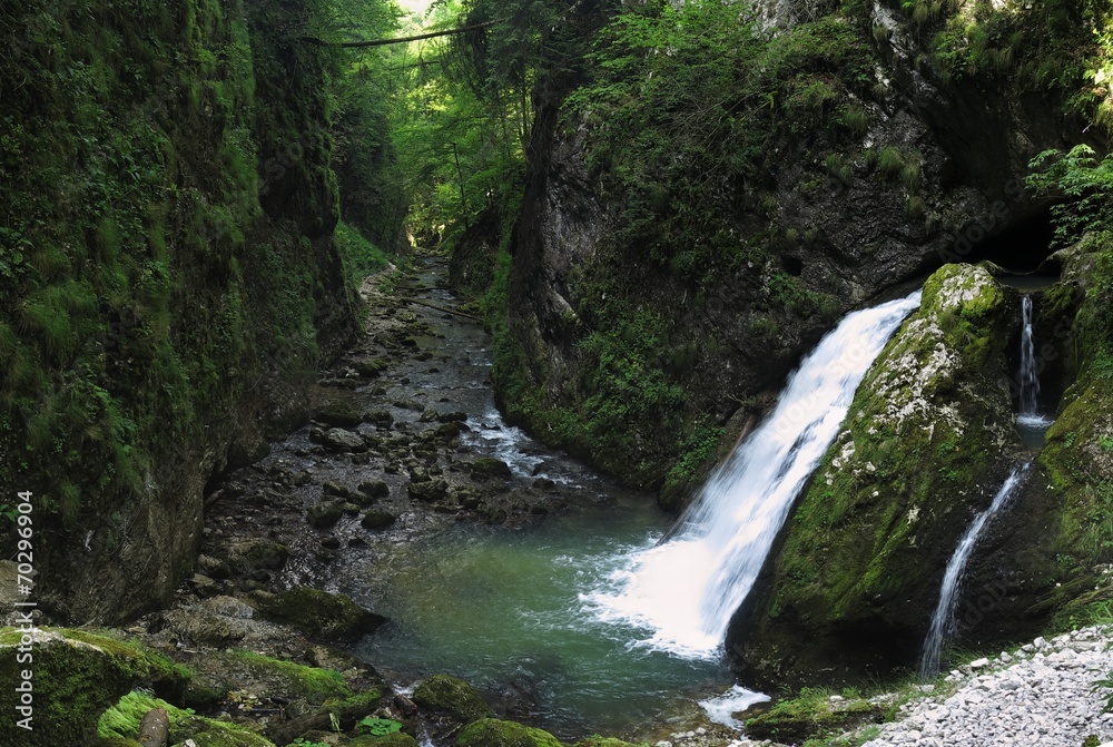 waterfall in Cheile Galbenei in Bihor mountains in Romania