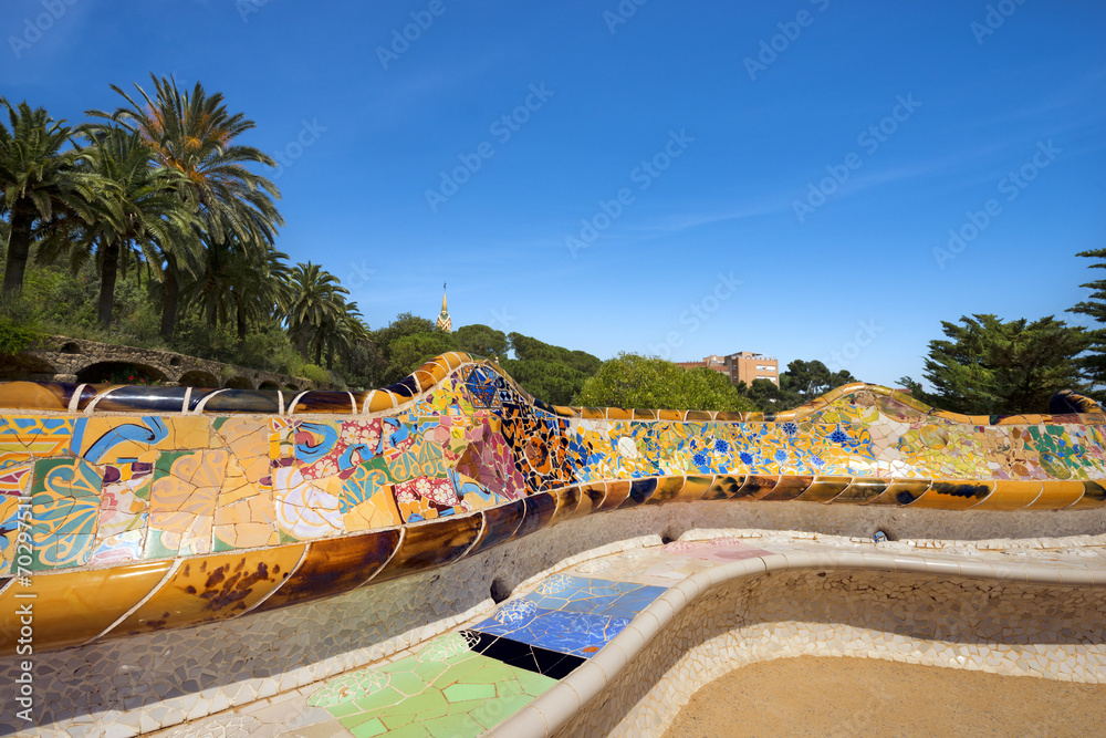Fototapeta premium Ceramic Bench Park Guell - Barcelona Spain