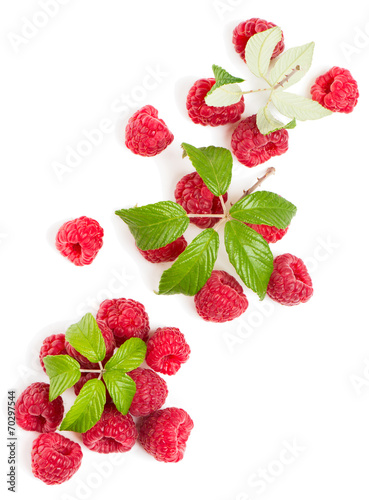 Top view of  a stack of raspberries