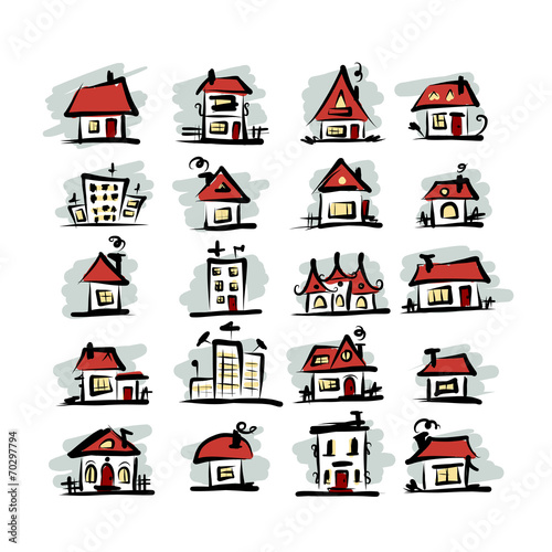 Set of houses, sketch for your design