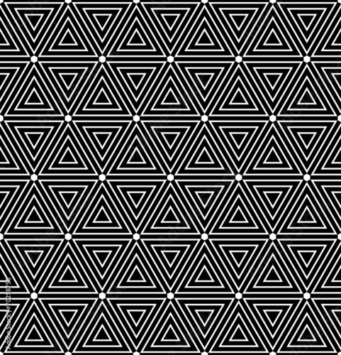 Hexagons and triangles texture. Seamless geometric pattern.