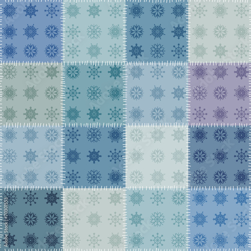 Patchwork with snowflakes.