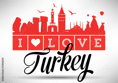 I Love Turkey Skyline Design