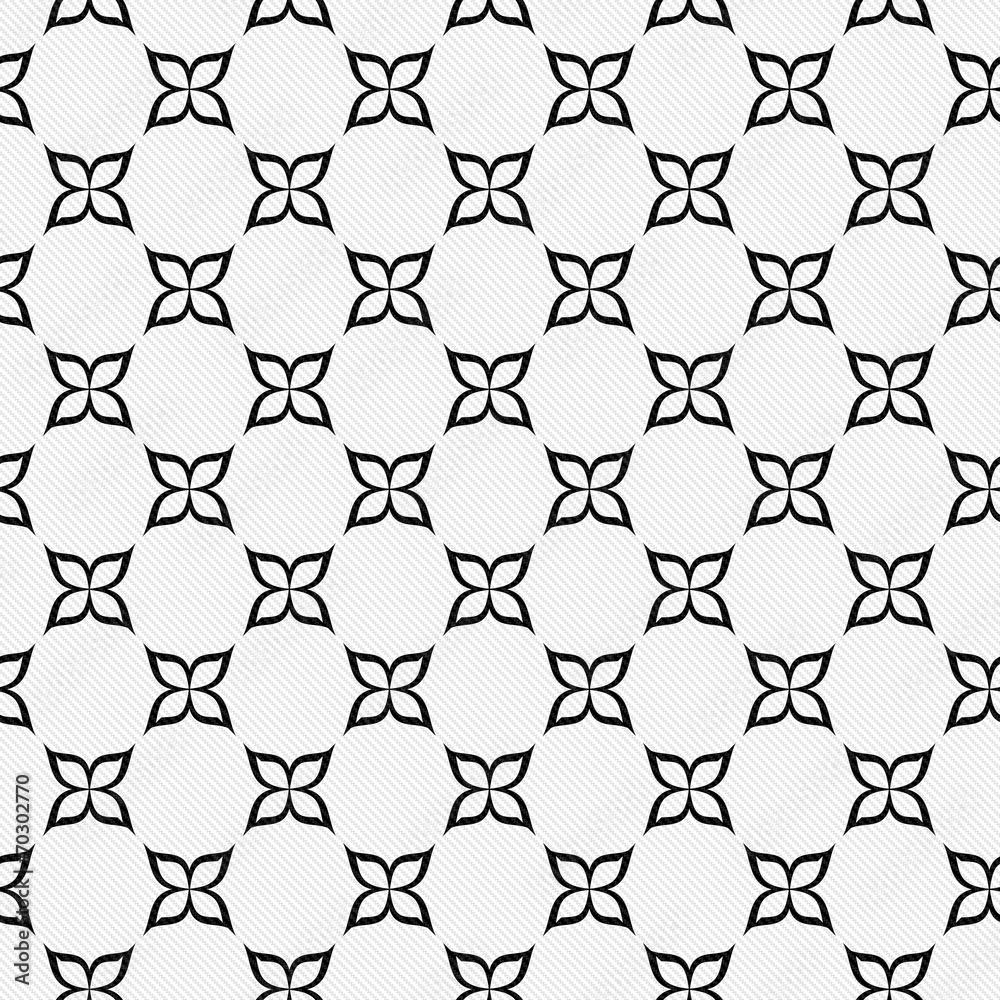 Fototapeta premium Black and White Flower Repeat Pattern Background