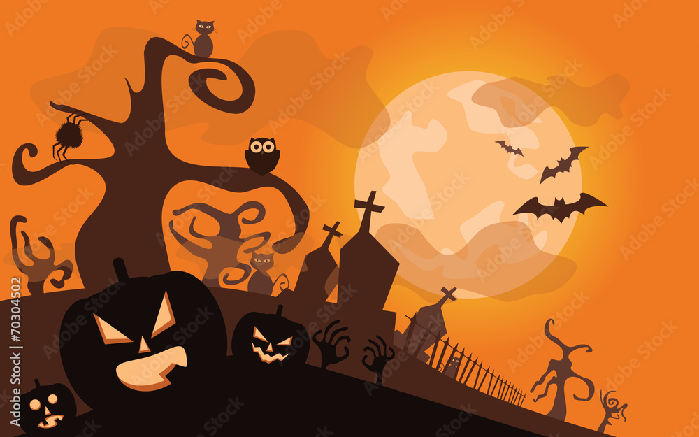 Halloween background. Vector illustration with pumpkins