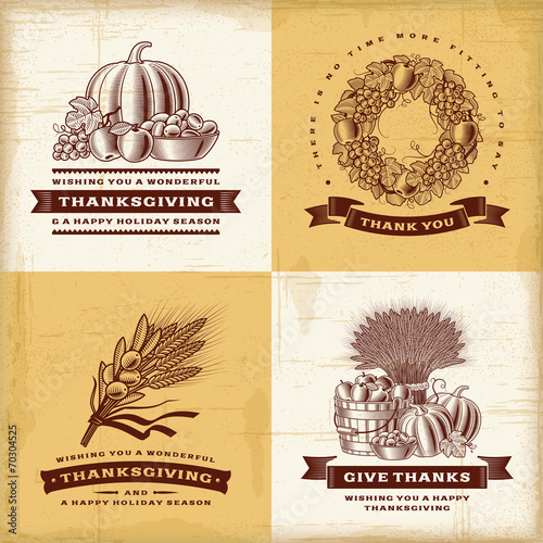 Vintage Thanksgiving labels set
