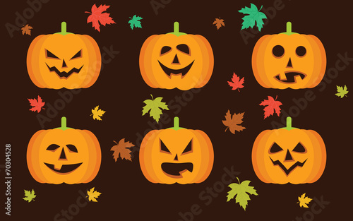 Vector Halloween, pumpkins icon set