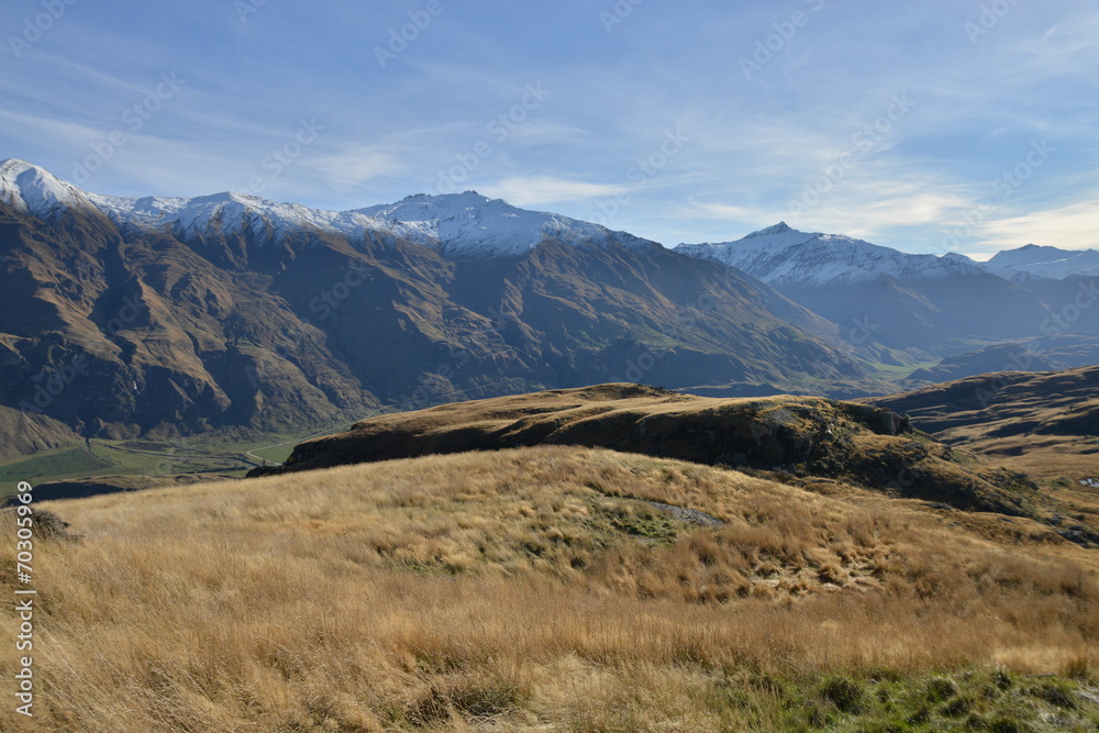 Autumn landscape from summit of Rocky mountain, South Island