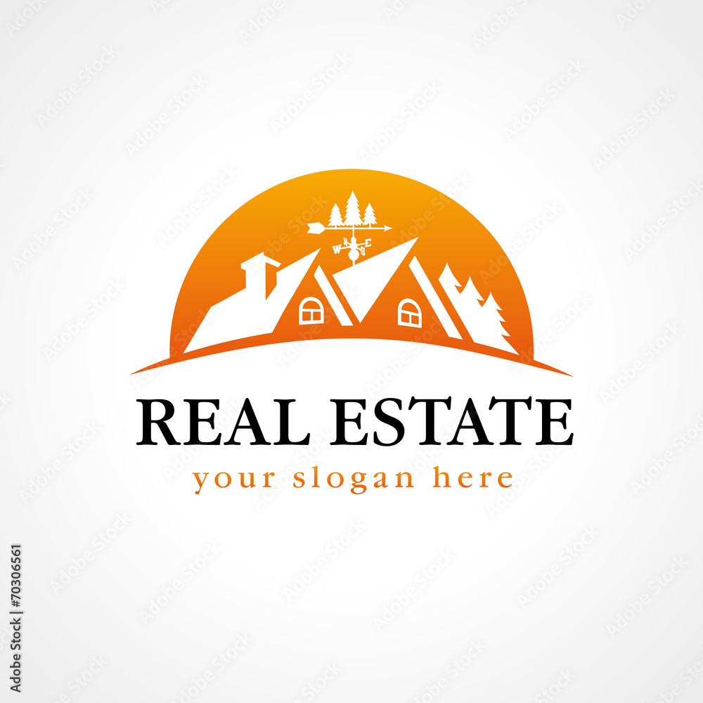 Real estate logo wood sun