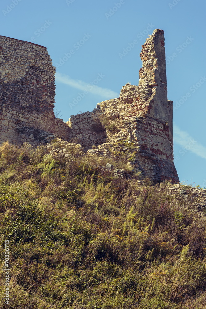 Ruin fortification walls, Rasnov citadel, Romania