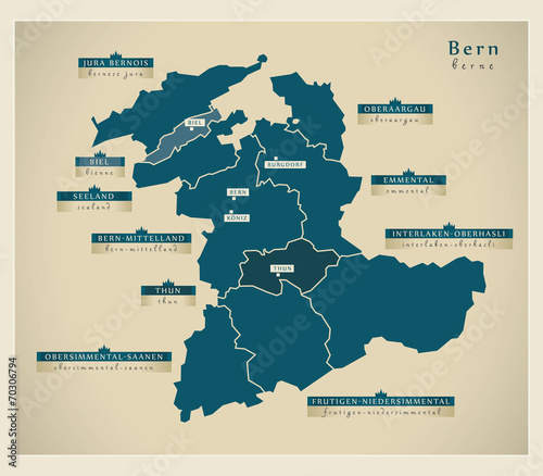 Moderne Landkarte - Bern CH