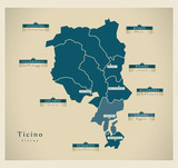 Moderne Landkarte - Ticino CH
