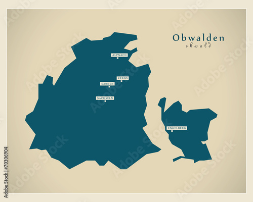 Moderne Landkarte - Obwalden CH