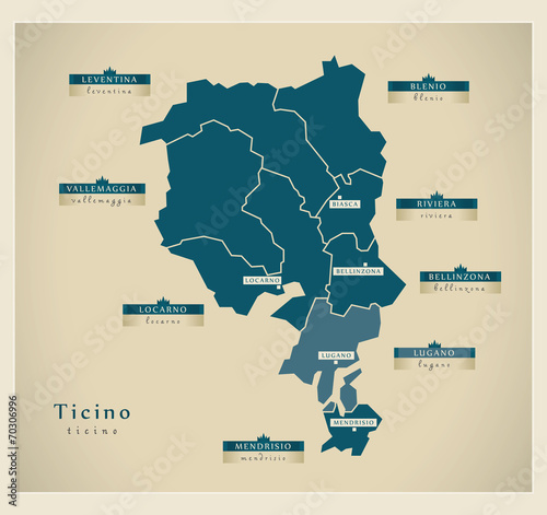 Moderne Landkarte - Ticino CH photo