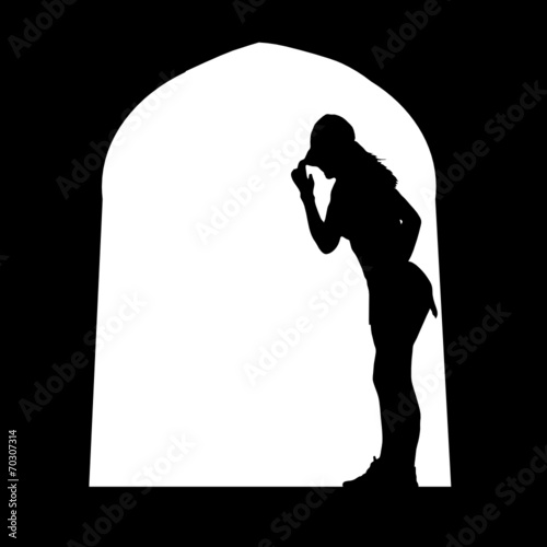 woman at the door vector