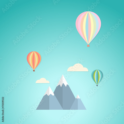 Balloon in the sky and mountain retro