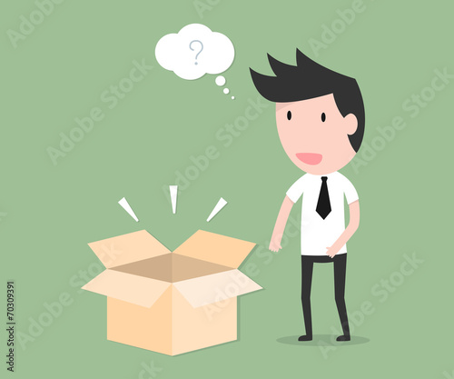 Businessman open the box.