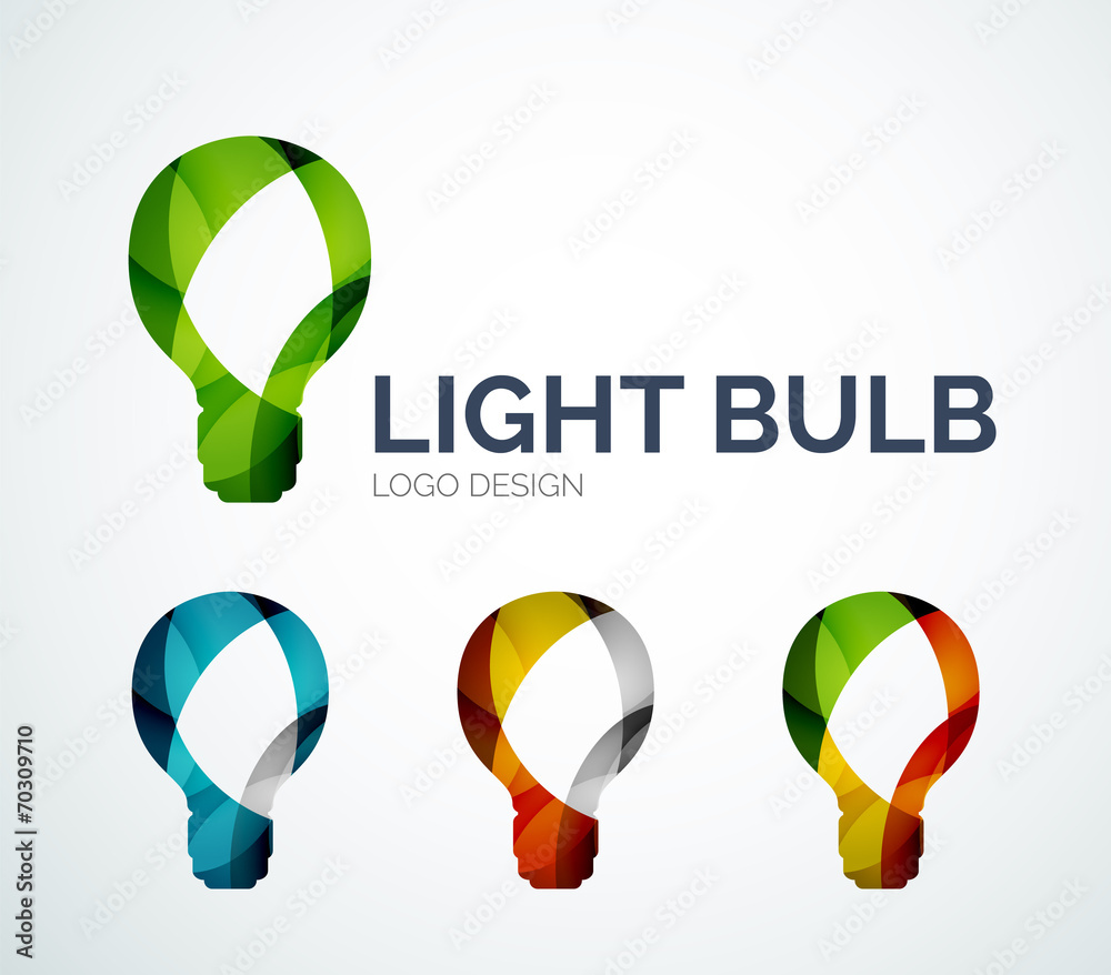 Light bulb logo design made of color pieces Light bulb logo design made of color pieces