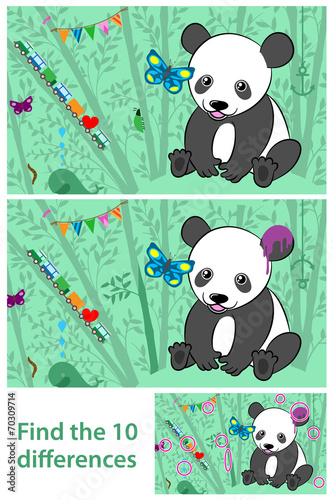 Kids Puzzle - spot the difference in the Pandas