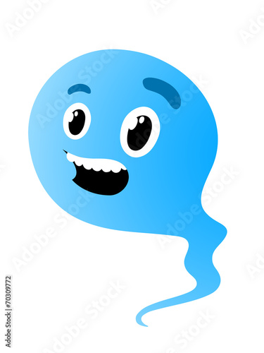 Cute little blue cartoon sperm