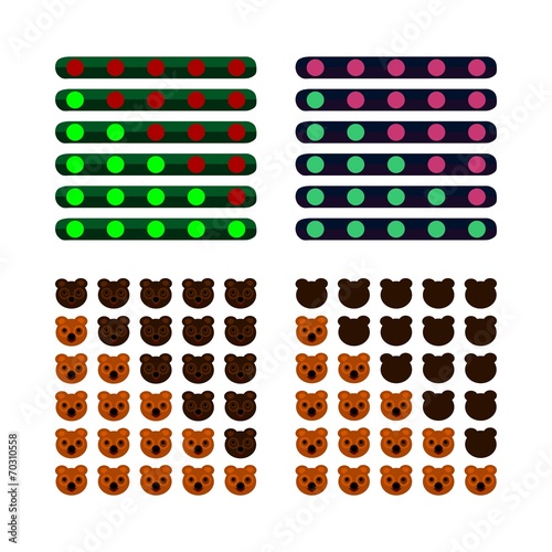 Rating scale evaluation sets with dots and cute bears