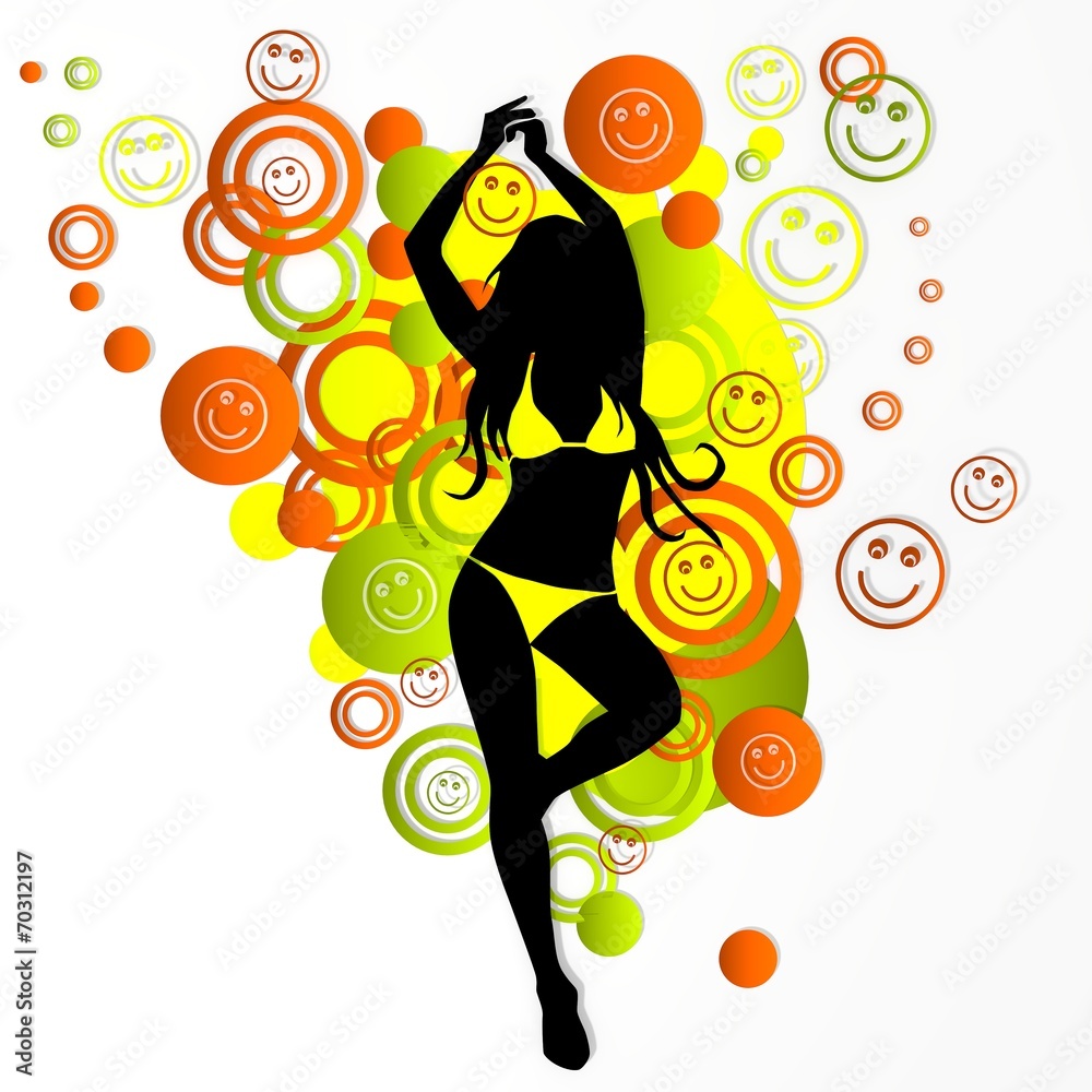 sexy girl silhouette with smile symbols