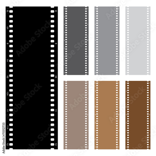 Illustration pack of film strips isolated on white background