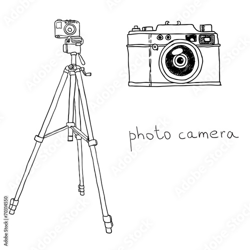 photo camera on the tripod. vector illustration