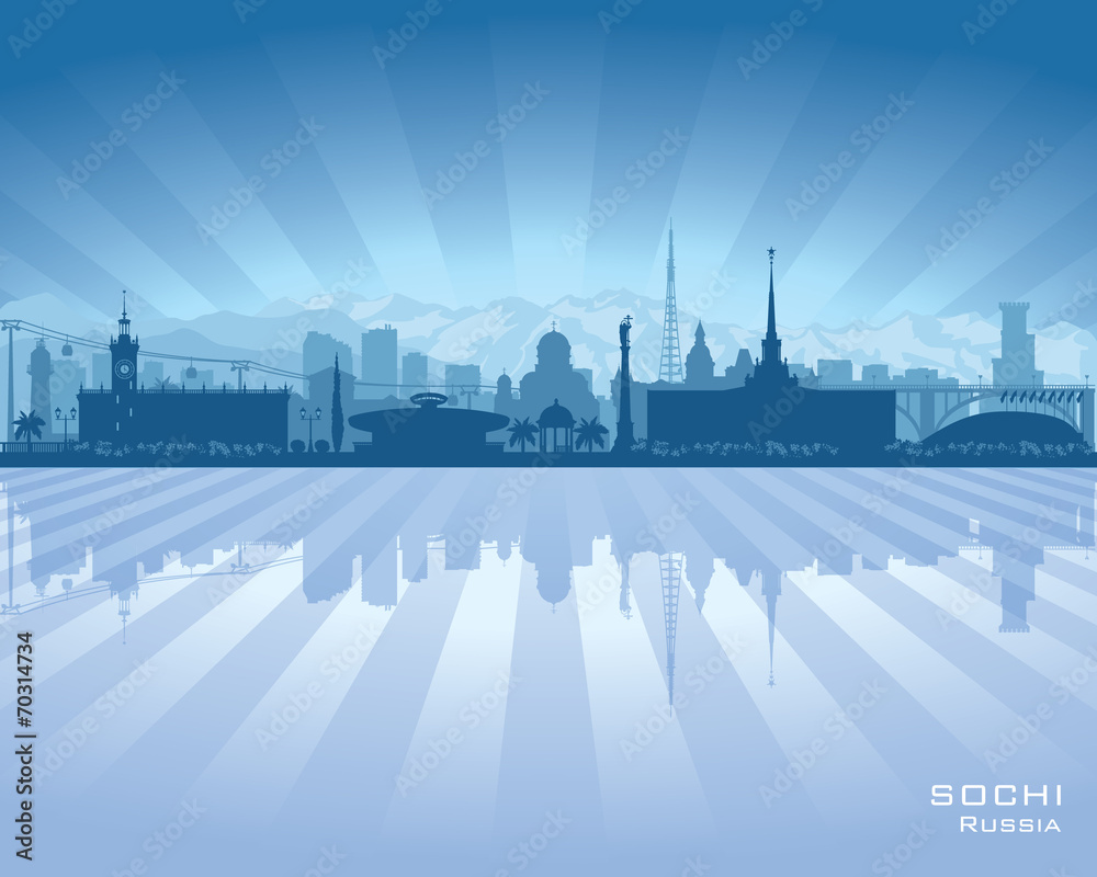 Naklejka premium Sochi Russia skyline city silhouette