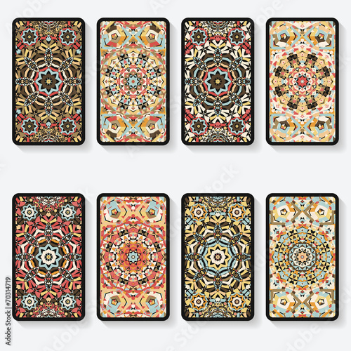business cards collection with kaleidoscope pattern