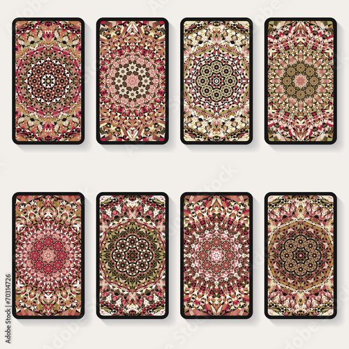business cards collection with kaleidoscope pattern