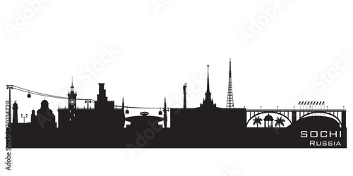 Sochi Russia city skyline Detailed silhouette