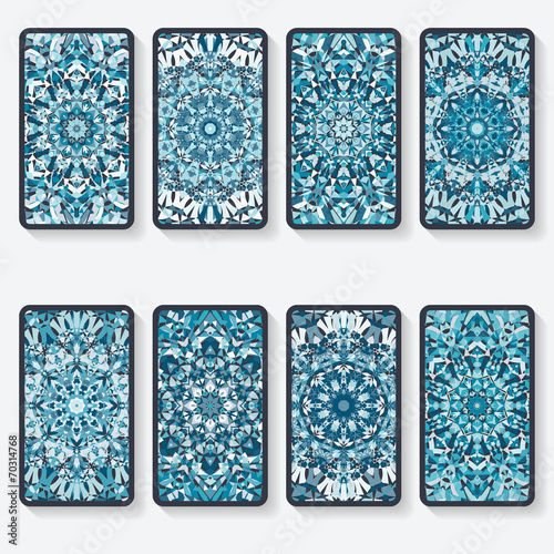 business cards collection with kaleidoscope pattern