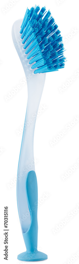Blue dishwashing brush isolated on white background Blue dishwashing brush isolated on white background