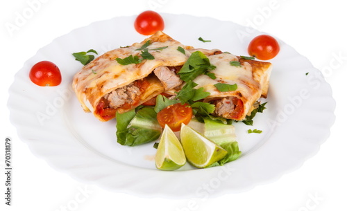 Mexican food burrito isolated on white background