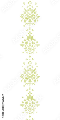 Green textile damask flower vertical border seamless pattern