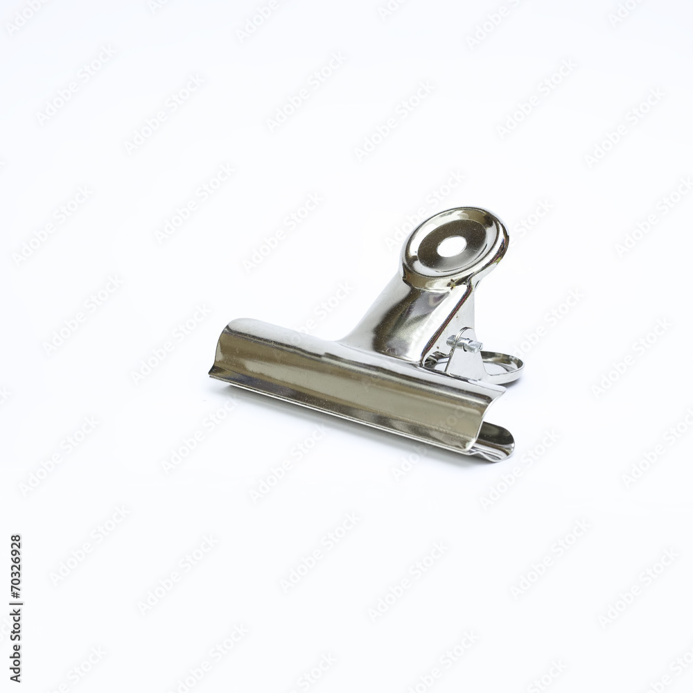 Metal bulldog clip isolate on white Metal bulldog clip isolate on white