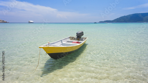 Taxi boat on tropical beach, Perhentian Island, Malaysia © abdrahimmahfar