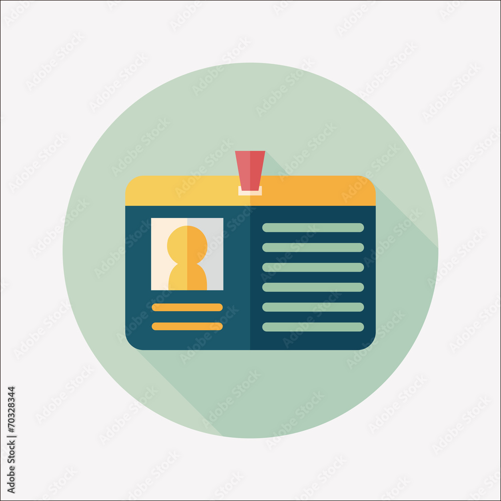 Identification card flat icon with long shadow Identification card flat icon with long shadow