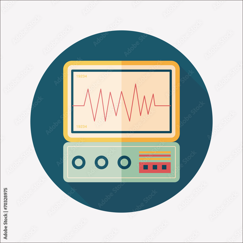 monitor in the ICU flat icon with long shadow monitor in the ICU flat icon with long shadow